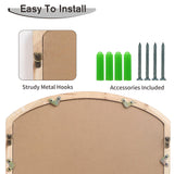 IPOUF Arch Window Mirror, 30X48 Farmhouse Arch Wall Mirror, Wood Framed Rustic Mirror Metal Inner Frame Mirror Decorative for Entryway & Living Room,Natural IPOUF