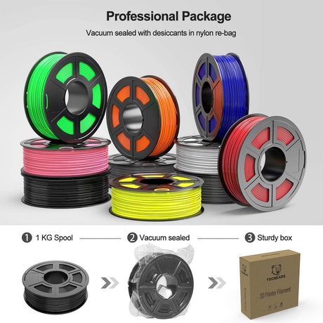 TECBEARS PLA 3D Printer Filament, PLA Filament 1.75mm, Neatly Wound 3D Printing Filament, Dimensional Accuracy +/- 0.02 mm, 1Kg Spool(2.2 lbs), Fits for Most FDM 3D Printers, PLA Black TECBEARS