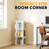SpaceAid 3 Tier Rotating Bookshelf Tower, Spinning Bookcase Lazy Susan, Revolving 360 Book Shelf Storage Round Carousel, Vertical Rotate Turning Spiral Corner Organizer, White SpaceAid