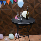 Byliable Cocktail Table 28in High Top Round Folding Indoor Outdoor, Plastic Bar Height Foldable Bistro Tall Table for Party, Patio, Dining Room, Kitchen, Events, Removable Locking Legs, Black Byliable