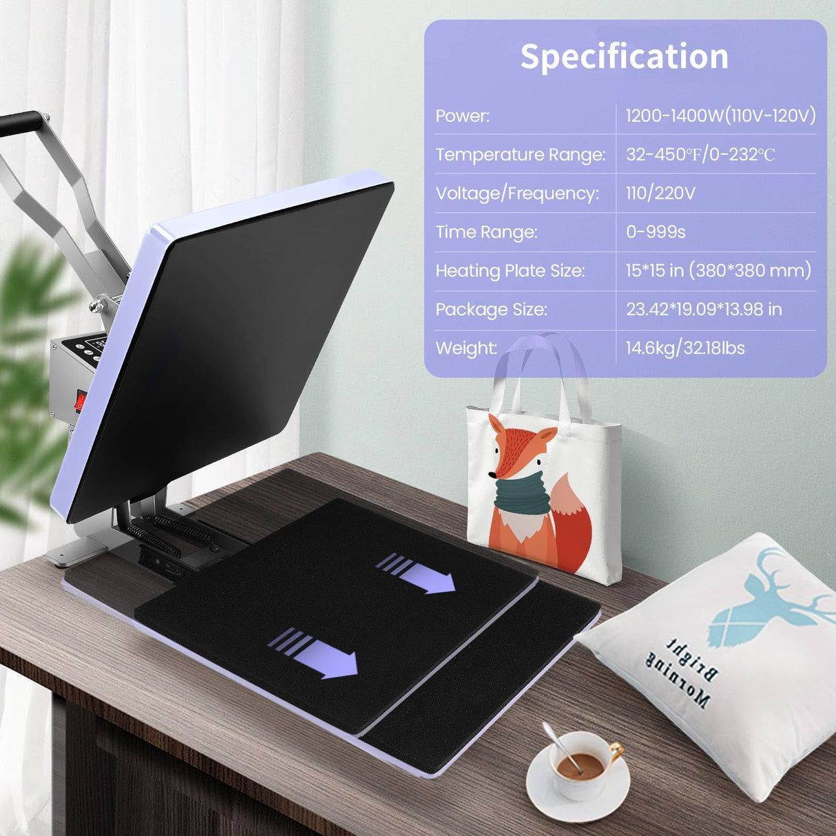 15x15 Heat Press Machine,Slide Out Heat Press Digital Clamshell Heat Transfer Sublimation Printer Press Industrial-Quality Power Heat Press for T Shirts/Pillow/Bag/Plates Creative Pattern DIY DREAMVAN