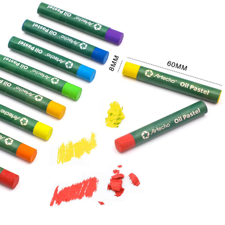 Artecho Oil Pastels Set of 50 Colors (8 x 60 mm), Soft Oil Pastels for Art Painting, Drawing, Blending, Art Supplies for Artists, Beginners, Students, Teachers Artecho
