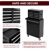 WAYTRIM 5-Drawer Rolling Tool Chest, Removable Tool Cabinet Box with Wheels and Drawers, Tool Cabinet Storage Box, Adjustable Shelf, Portable with Wheels and Lock for Warehouse, Repair Shop (Black) WAYTRIM