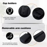 Convertible Loveseat Sofa Sleeper Couch Bed Adjustable PU Leather Upholstery Folding Recliner Sofá, Small 2-Seat Futon Sofa&Couch, Modern Accent Accent Couches with Cup Holders for Living Room Lyngins