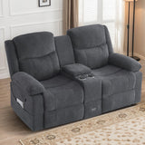 RIHEREFY Loveseat Recliner Sofa with Massage & Heating, Reclining Loveseat with Console, RV Wall Hugger Double Loveseat Recliner Couch for Living Room & Home Theater (Chenille-Grey) RIHEREFY