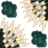 Battery Operated Christmas Lights 4 Pack 18 Feet 50 LED Clear Mini String Lights with 8 Modes Waterproof Tree Lights for Xmas Outdoor Indoor Holiday Party Garden Decor, Warm White Brightown