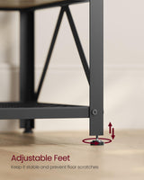 VASAGLE Modern TV Stand for TVs up to 65 Inches, 3-Tier Entertainment Center, Industrial TV Console Table with Open Storage Shelves, for Living Room, Bedroom, Turquoise Brown and Black ULTV097B60 VASAGLE