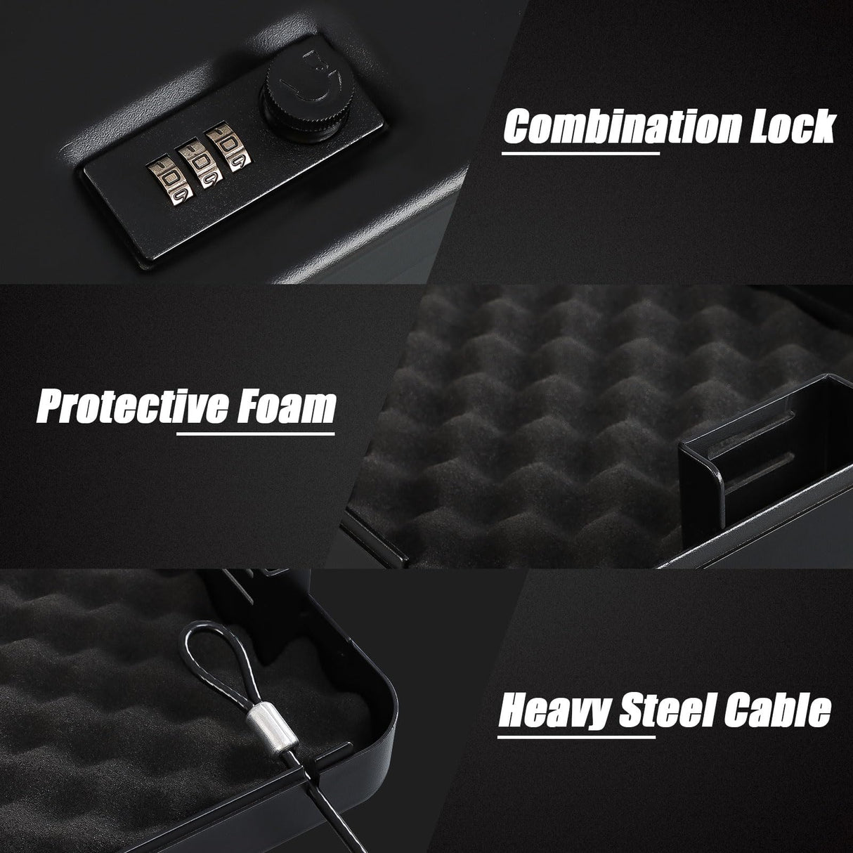 Dalmbox Gun Safe for Pistols X Large, 11 x 7 x 3 Inches, Handgun Lock Box with Combination Lock Portable Travel Pistol Safe for Car, Home, Travel Dalmbox