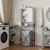 Over Toilet Storage with 2-Door Design Over The Toilet Storage Cabinet with Shelves Bathroom Organizers and Storage with Anti-Tip Device Over Toilet Organizer for Bathroom,Restroom,Laundry White Vabches