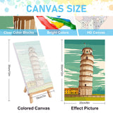 Offito 4 Pack Framed Paint by Numbers Kit for Adults Beginners with Wooden Easel, Cityscape Easy Paint by Number Kit with Frame, Watercolor Adult Paint by Number Framed Canvas (8 * 12 Inch) Offito