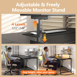 DOMICON 2 Person Desk with Power Outlet & LED Lights, Extra Long 94.5 Inch Computer Desk with Storage Shelves and Monitor Stand for Home Office, Double Gaming Desk, Black DOMICON