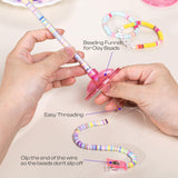 Caydo 4 Pack Bead Funnel with Graduated Scale and Lid, Clay Beads Beading Tools Kit, Beading Funnel for Clay Beads, Beading Supplies for Clay Bracelet, Beading Tools with Beading Needles Caydo