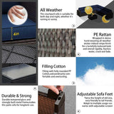 8pcs Patio Outdoor Furniture Set, Waterproof Wicker Sectional Couch Outdoor Big Sofa with Thick Cushions, All-Weather PE Rattan 8 Pieces Patio Conversation Sets for Porch,Backyard,Garden SHGJ&SOFT