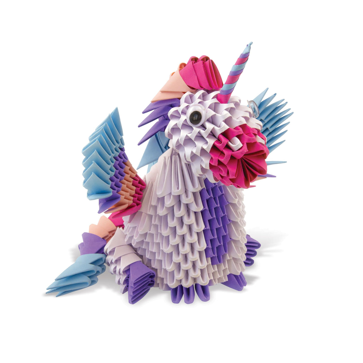 Creagami Unicorn Origami Set - Large (576-piece) 3D Modular Paper Folding Kit for Art and Craft Lovers Ages 7 - Adult, Clear Creagami