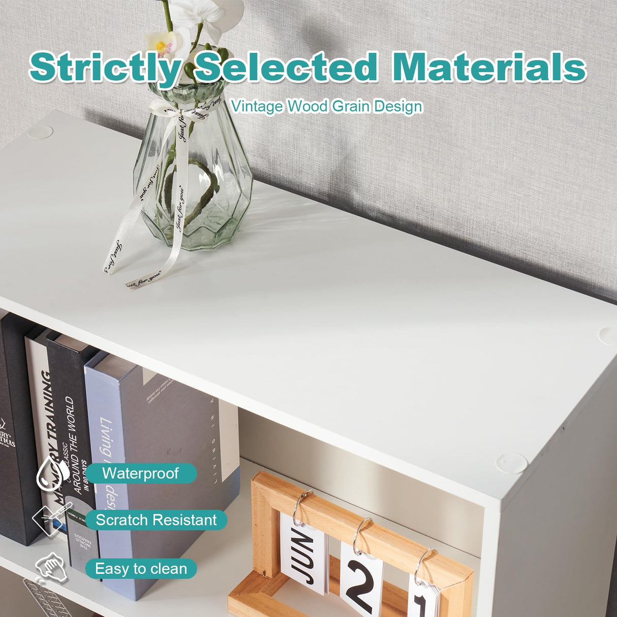 OneBlis 6-Tier Book Shelf, Floor Standing Open Bookcase, Wooden Display Storage Shelves with Anti-Tipping Device, 71" Tall Bookshelf for Bedroom, Living Room and Office, White OneBlis