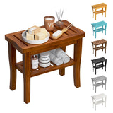 Teak Shower Bench Stool with Storage Shelf, Waterproof Shower Chair Spa Bath Seat, Shower Stool for Inside Shower, Bathroom Bench Seat for Adults Elderly Seniors for Indoor or Outdoor Use oridom
