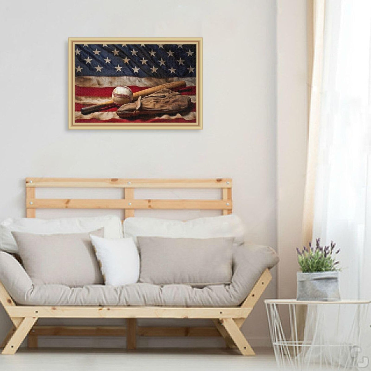 YEGAME 1000 Pieces Baseball American Flag Jigsaw Puzzle for Kids, Teens, Adults & Families, Large Format Jigsaw Puzzle Fun Intellectual Decompressing Educational Games YEGAME