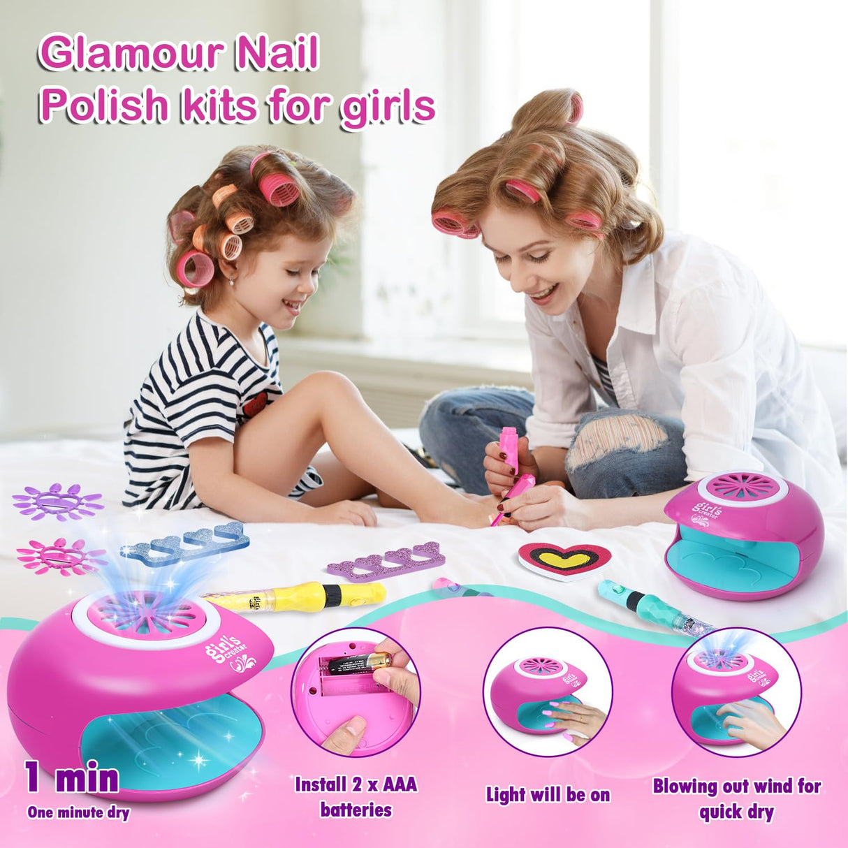 Kids Nail Polish Set for Girls - Nail Art Kit for kids Ages 7-12 - Girl Gifts - Non Toxic Nail Polish,Girls Stuff for Spa,Makeup,Manicure - Birthday Gifts for Girl Age 6 7 8 9 10-12 Years old Combaybe