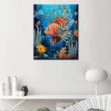 Tropical Fish,Lionfish Paint by Numbers Kits 16x20 inch Canvas Water Marine Animals DIY Gift Oil Painting for Kids, Students, Adults Beginner with Brushes and Acrylic Coral Plants Picture (Frameless) TUMOVO