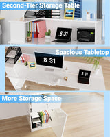 Gguileb Reception Desk with Counter, Solid Wood Modern Front Desk Reception Counter, Retail Checkout Counter for Office, Salon, Lobby, Checkout Gguileb