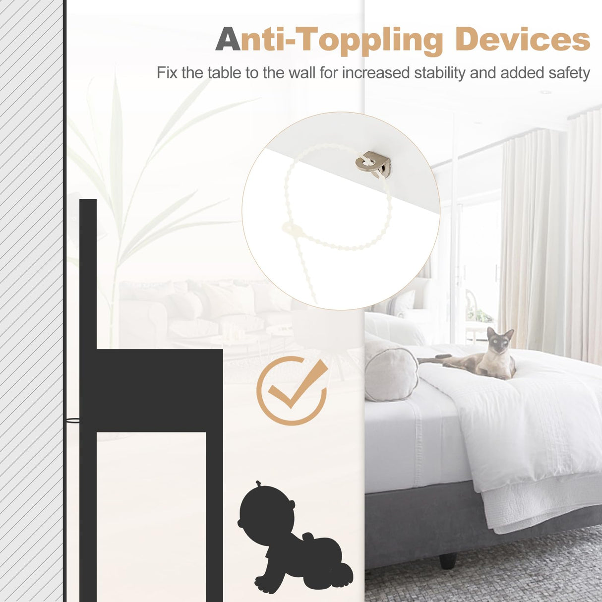 CHARMAID Makeup Vanity Desk - 44 inch White Vanity Desk with Flip Top Mirror, 2 Large Drawers, 9 Storage Compartments, Girls Makeup Dressing Table Writing Desk for Bedroom Home Office CHARMAID