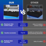 HOMMPA LED Coffee Table for Living Room Black Coffee Table with 4 Drawers High Glossy Center Table with Storage Modern Coffee Table with storage HOMMPA