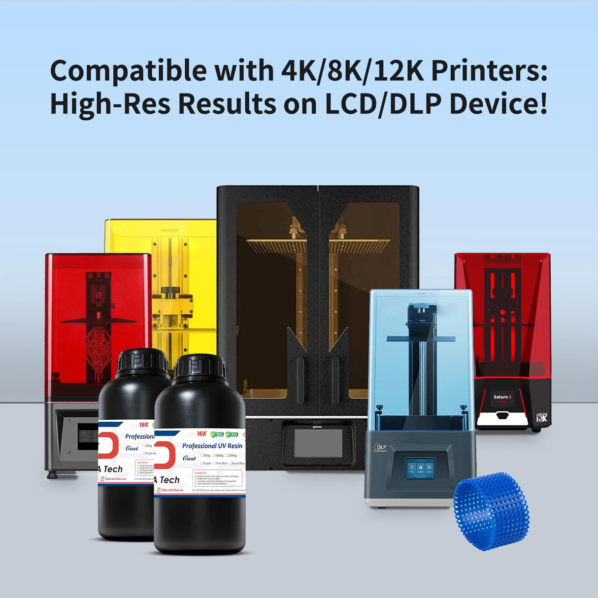 Siraya Tech Cast 3D Printer Resin Best Balance of Easy Burning and Printing Smooth Surface High Resolution Castable 405nm UV-Curing Resin for Jewelry and Metal Parts (Royal Blue, 1kg) Siraya Tech