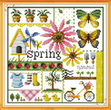 Awesocrafts 4 Pack Cross Stitch Kits, Four Seasons Easy Patterns Cross Stitching Embroidery Kit Supplies, Stamped or Counted (Four Seasons, Counted) Awesocrafts