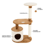 3-Tier Cat Tree - 2 Napping Perches, Kitten Condo, 2 Sisal Rope Scratching Posts, and Hanging Toy - Tower for Indoor Kitties by PETMAKER (Brown) PETMAKER