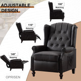 Oprisen Push Back Recliner Mid-Century Modern Accent Chair Single Reading Chair Faux Leather Arm Chair for Living Room w/Heat Massage/Side Pockets (Brown*1, 1 PC) Oprisen