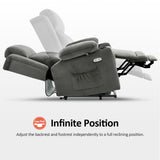 MCombo Medium Dual Motor Power Lift Recliner Chair with Massage and Heat for Elderly People, Adjustable Headrest, Infinite Position, USB Ports, Fabric 7661 (Grey, Medium) MCombo