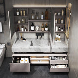 ZGNBSD Bathroom Vanity with Sink - Modern Floating Bathroom Vanity | LED Smart Medicine Cabinet Included | Multi-Layer Solid Wood Bathroom Vanity | Wall-Mounted Installation (Black, 60") ZGNBSD