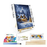 JOOZ Christmas Paint by Numbers Kit for Adults with Frame, Winter House Paint by Number with Easel, DIY Christmas Framed Paint by Number Kits for Gift Home Wall Decor 8x12 Inch JOOZ