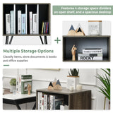 Giantex Record Player Stand, Turntable Stand Holds up to 150 Albums, Mid-Century Vinyl Storage Cabinet Table with Metal Legs, Record Player Holder End Table for Bedroom Living Room, Grey Giantex