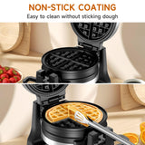 Waffle Maker, Double Belgian Waffle Maker 180°Flip, 1400W Waffle Iron 8 Slices, Rotating & Nonstick Plates with Removable Drip Tray for Easy Clean, Stainless Steel, Locking Buckle & Cool Touch Handle Greeze