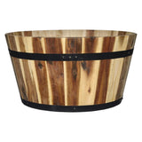 Classic Home and Garden Acacia Wood Whiskey Barrel Planter with Black Metal Band, 21in D x 12.5in H Classic Home & Garden