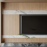 Yutianli PVC Slat Wall Panel Peel and Stick 118"x 15.7" Faux Wood Slat Panel Artificial Oak Wood Grain Self-Adhesive Soundproof 3D Wall Panel for Walls and Ceilings Yutianli