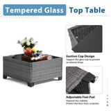 JOIVI Patio Furniture Set with Coffee Table - Flexible 6 Piece PE Wicker Rattan Outdoor Sofa Configuration, Enhanced Comfort with Additional Cushion Covers, Ideal for Family Game Nights, Blue JOIVI