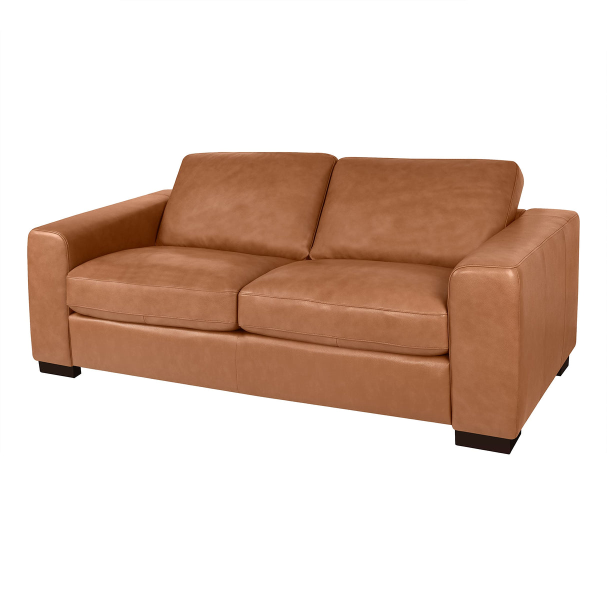 Naomi Home Oversized Genuine Leather Modern Loveseat Sofa - Small Love Seat Sofas Couch - Mid-Century Living Room Furniture Couch, Eco-Friendly Corner Loveseats - Tan Naomi Home