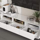 TAMUNE Large Entertainment Center with Bookshelves, High Gloss Wall Unit TV Stand, Modern Media Center with Shelves and Drawers, Doors, for Living Room White 11.8”D x 94.5”W x 78.7”H TAMUNE