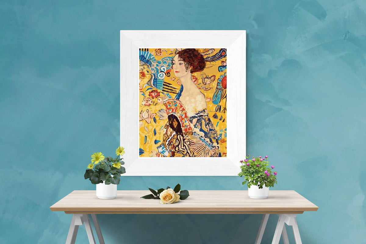 DoMyArt Acrylic Paint by Number Kit for Adults - World Famous Painting16X20 Inch (Lady with a Fan) DoMyArt