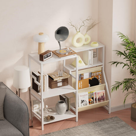 EH-TOOEP White Record Player Stand White, Record player Table, Record Player Stand with Vinyl storage, Vinyl Player Stand, Record Player Table with Album Storage, Table for Record Player EH-TOOEP