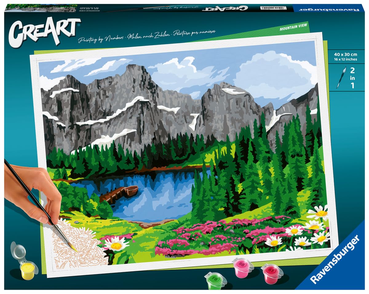 Ravensburger CreArt Mountain View Paint by Numbers Kit for Adults - 20155 - Painting Arts and Crafts for Ages 14 and Up Ravensburger