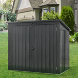 Hanover Outdoor Storage Shed for Trash and Recyclables, Pent Roof, Galvanized Steel, 2-Point Locking System, Stores 2 Trash Cans, 3.3-Ft. x 5.2-Ft. x 4.4-Ft., Dark Gray Trash Can Storage Hanover