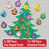 Buffalo Games - Pokémon - 12 Days of Christmas Advent Calendar Puzzles – Eleven 100 Piece Mini Ornament Jigsaw Puzzles and One 300 Piece Christmas Tree Jigsaw Puzzle – 1,400 Total Pieces Buffalo Games