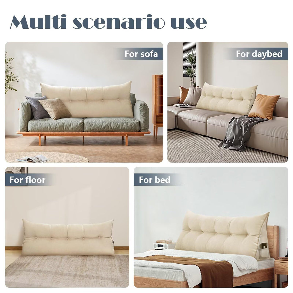 Triangular Wedge Headboard Pillow Twin Dorm for Headboard Daybeds Bunk Beds Reading Bed Rest Pillows with Side Pocket Large Bolster Backrest Cushion with Detachable Cover ,Navy Blue,39*10*20in UUluhao