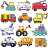 MEGZIHXN Cute Diamond Art Stickers Kits for Kids,12 Pcs Airplanes Excavators Police Cars Engineering Vehicles Diamond Arts Craft Set Gifts for Children and Adult Beginners MEGZIHXN
