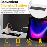 Queen Loft Bed with Stairs and Desk,Heavy Duty Metal Queen Size Loft Bed Frame for Adults with Wardrobe and Shelf, Gaming Bed with LED and USB for Teens Girls Boys,No Noise, White MoproBeti