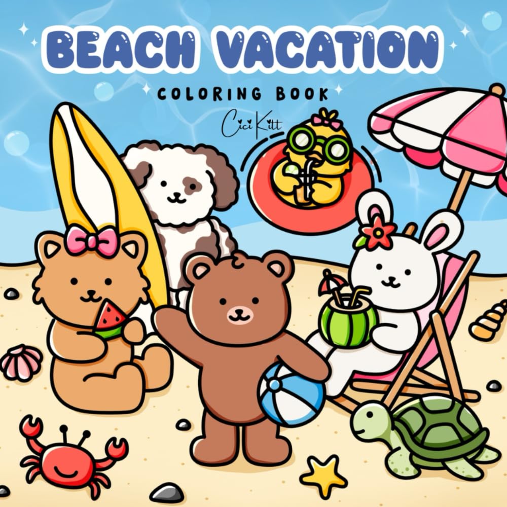 Ocean Animals: Beach Vacation Bold and Easy Coloring Book for Adults and Kids Featuring Friendly Sea Creatures, Coastal Paradise and Underwater Wonder Scenes WoodArtSupply
