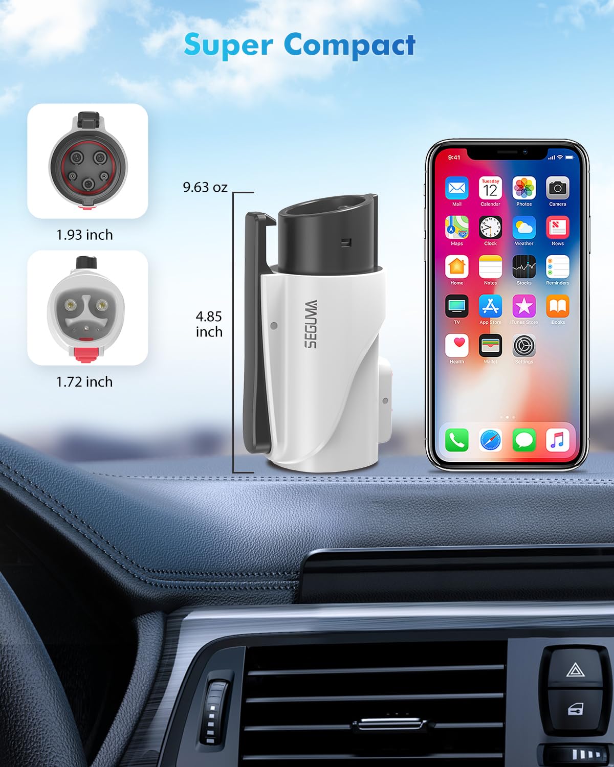 NACS to J1772 Adapter, Max 80Amp 250V J1772 EV Charging Adapter to Tesla Charger, Compatible with Tesla High Power Wall Connector, Home Mobile Chargers, Destination Charger, Suits for SAE J1772 EVs SEGUMA